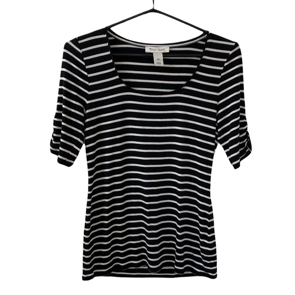 White House Black Market Stretchy Slinky Striped Jersey Knit Top Scoop Neck